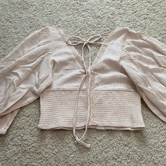 Urban Outfitters Ramsey Lace-Trim Blouse NWT Size S - Pink - Picture 7 of 8